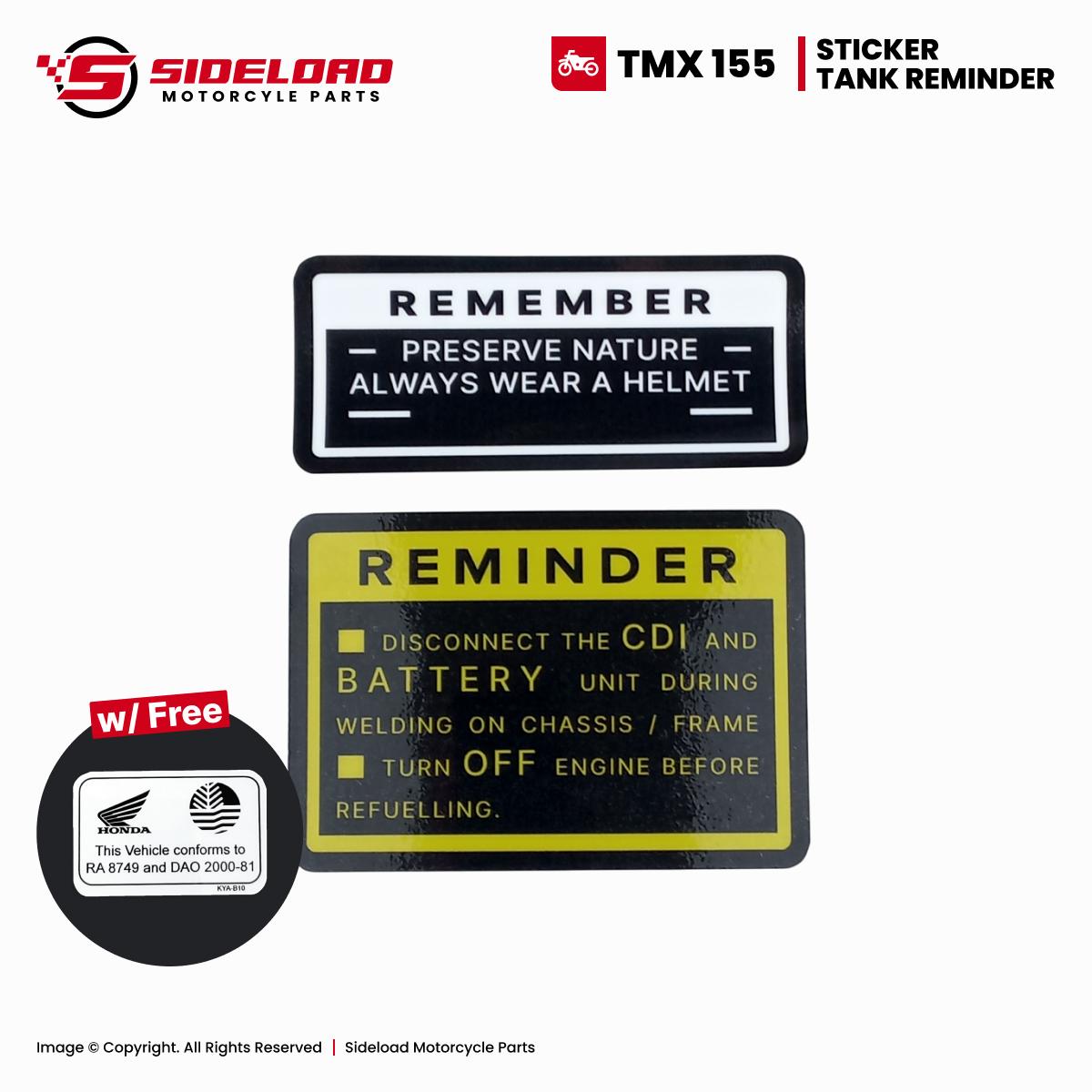 TMX 155 - Reminder / Remember Sticker - Black