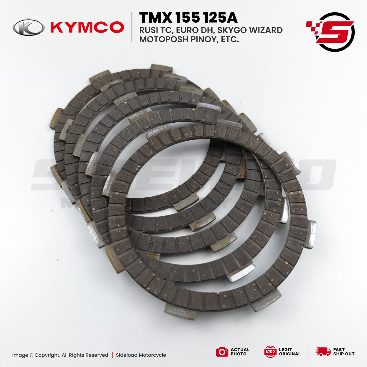 Clutch Lining - 1 Set (5pcs.) - TMX 155 125 Alpha - Kymco