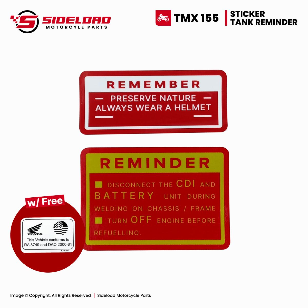 TMX 155 - Reminder / Remember Sticker - Red