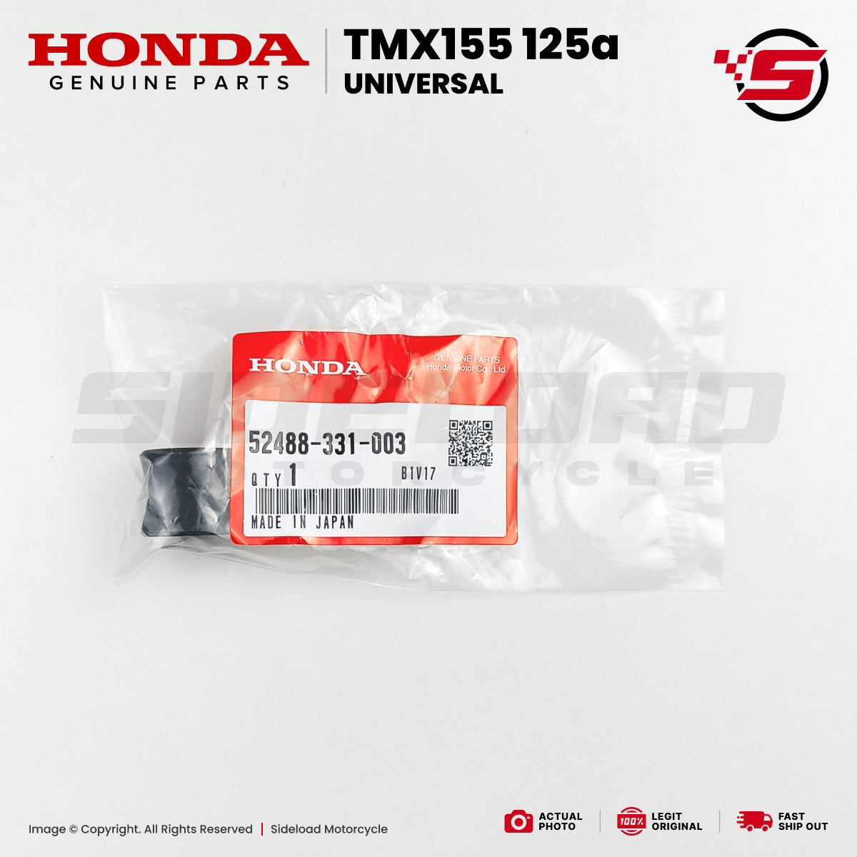 Rubber B, Joint - TMX 155 - Honda Genuine (52488-331-003)