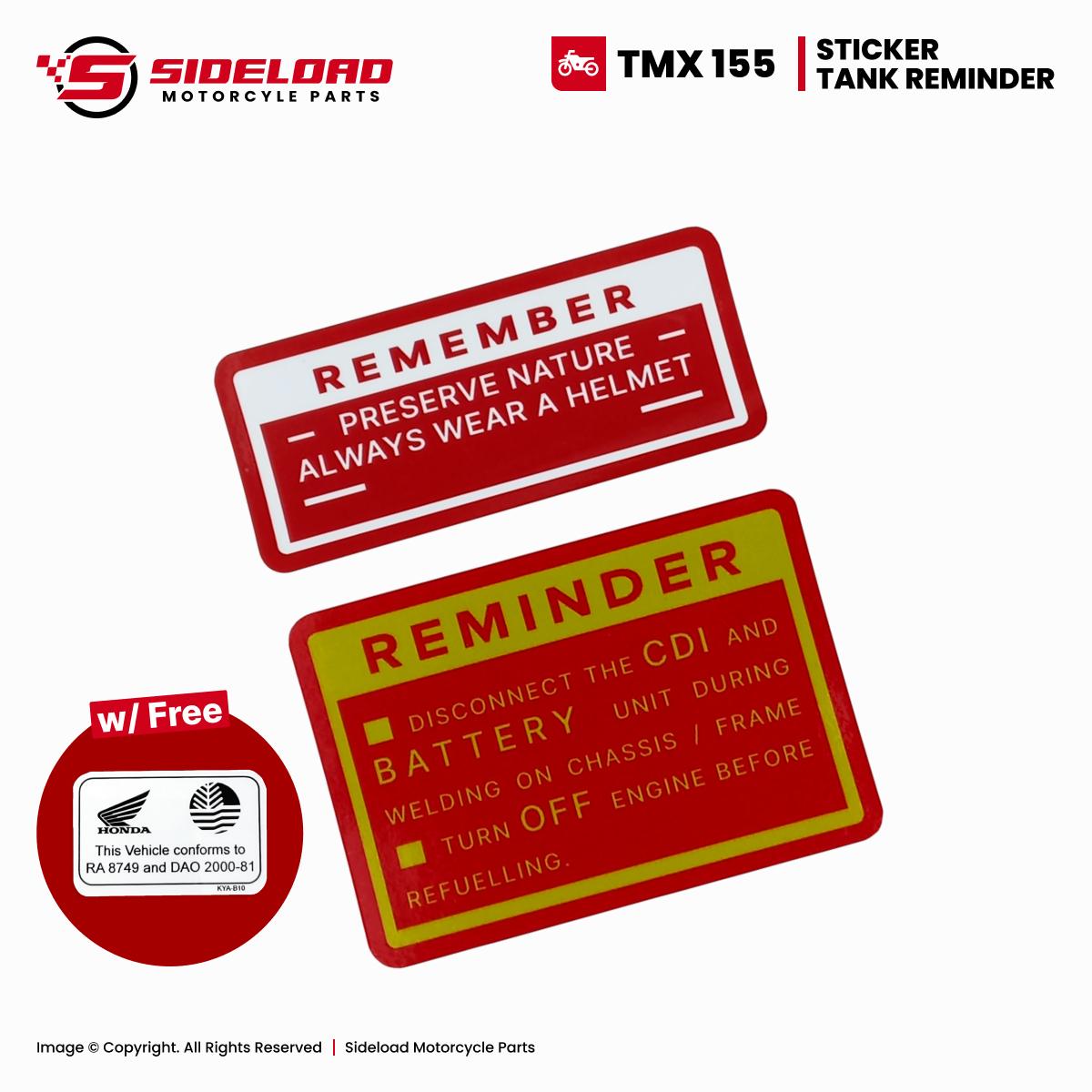TMX 155 - Reminder / Remember Sticker - Red