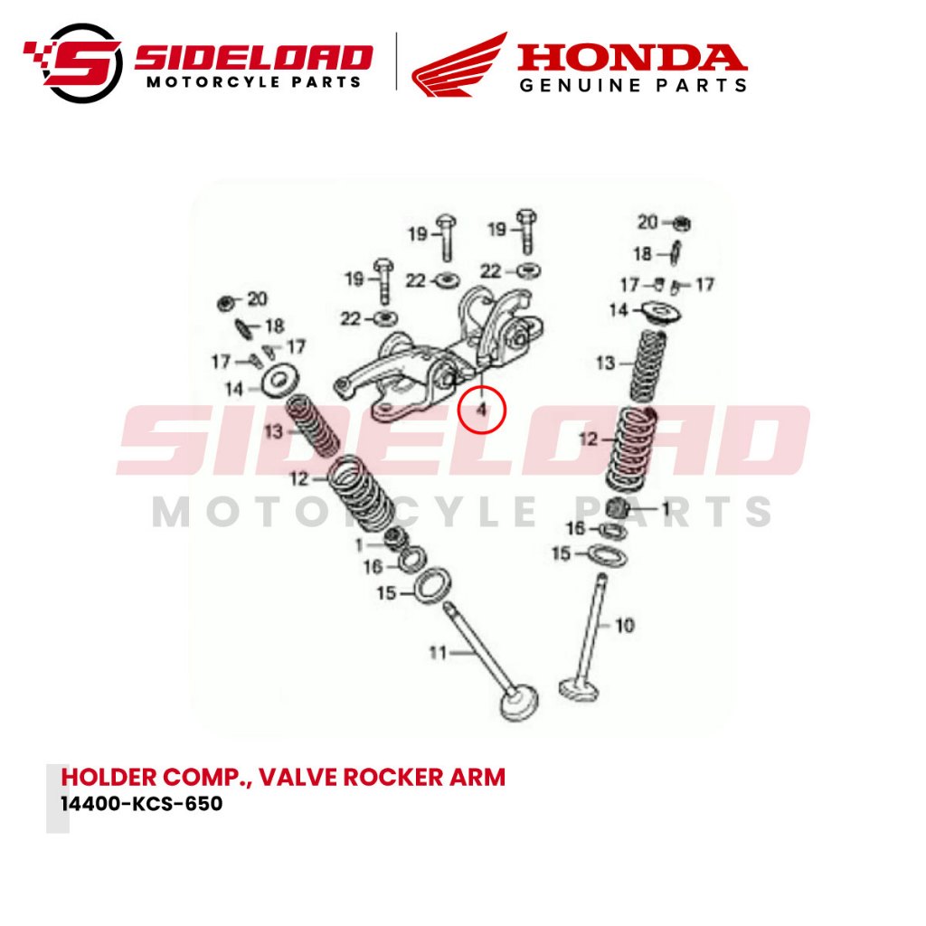 Holder Component, Valve Rocker Arm - TMX 155 - Honda Genuine (14400-KCS-650)