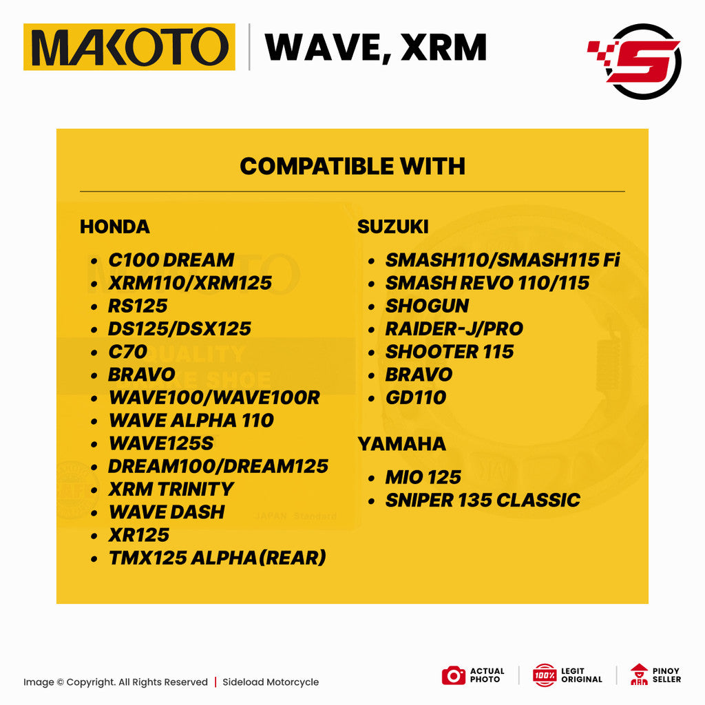 Brake Shoe - XRM / Wave - Makoto