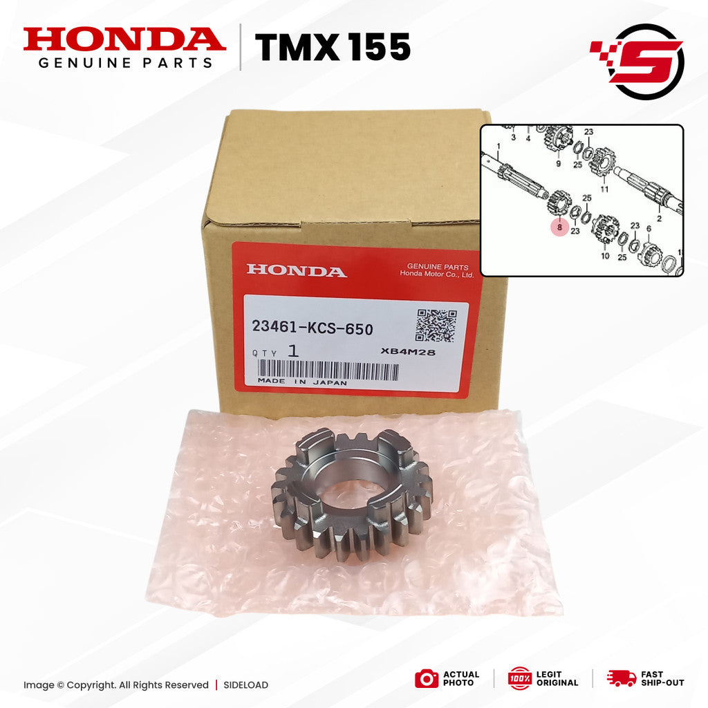 Gear, Mainshaft 3rd (22T) - TMX 155 - Honda Genuine (23461-KCS-650)