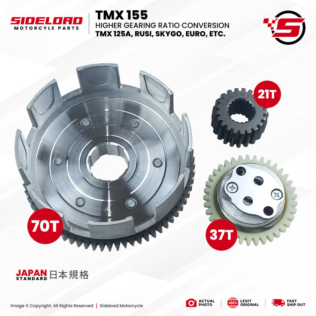 Pang-gilid Set (70T - 21T - 37T) - TMX 155 125, Rusi, Skygo, Euro, Motoposh, etc. - Japan Standard