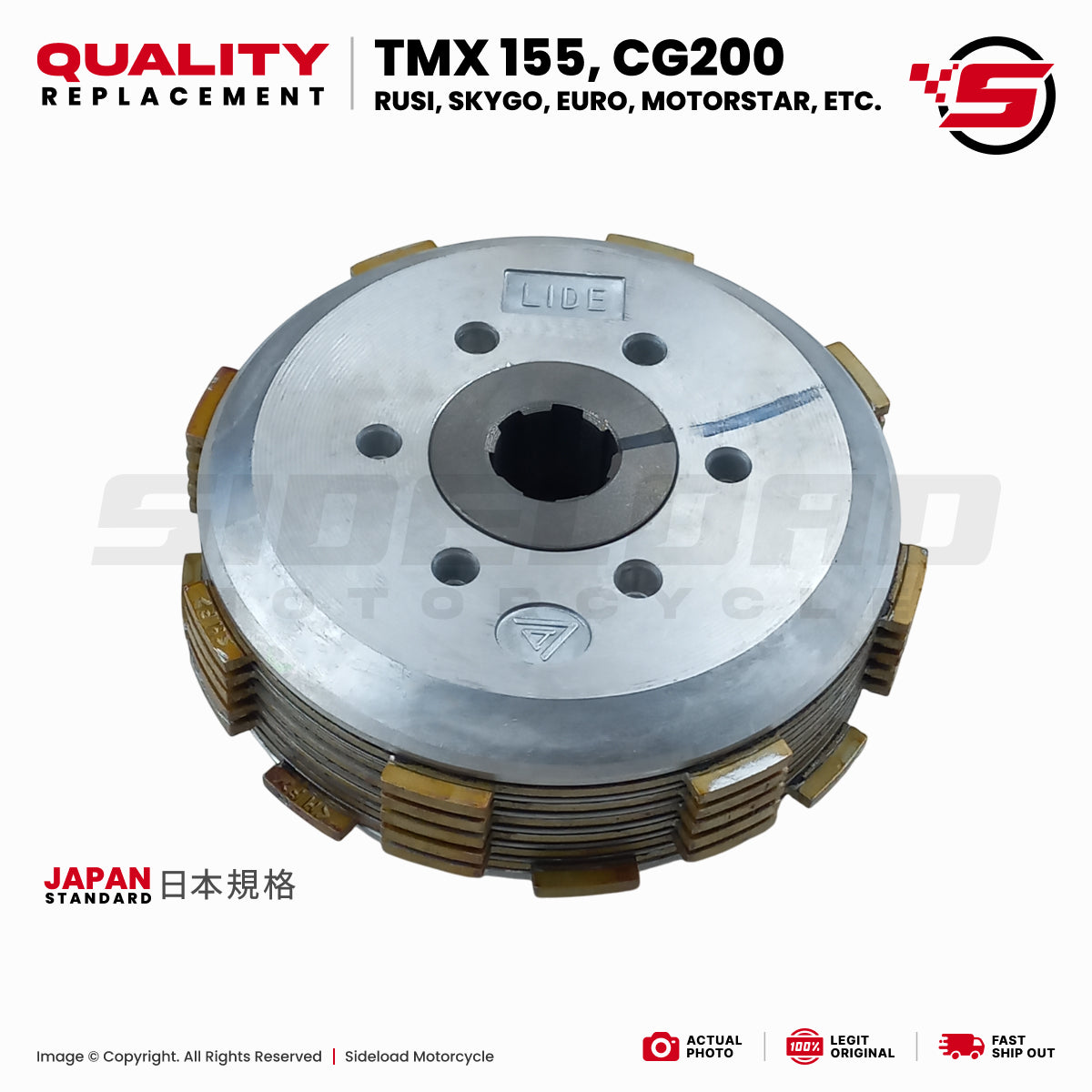 Clutch Assembly Set (6 Lining & Spring) - TMX 155, CG200, Rusi, Sygo, Euro, Motorstar, etc. - Quality Replacement