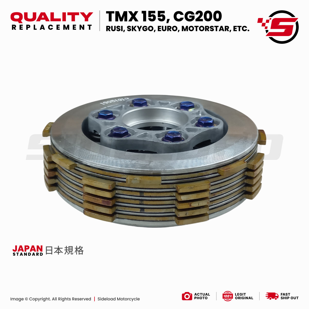 Clutch Assembly Set (6 Lining & Spring) - TMX 155, CG200, Rusi, Sygo, Euro, Motorstar, etc. - Quality Replacement