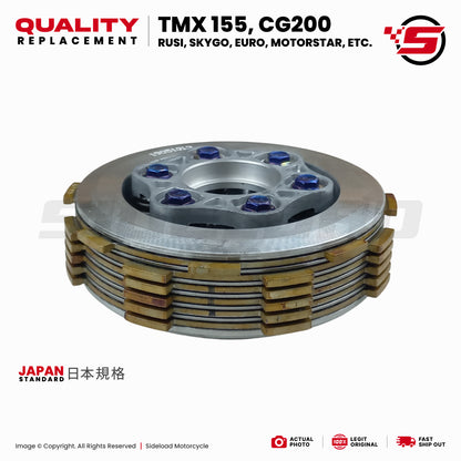 Clutch Assembly Set (6 Lining & Spring) - TMX 155, CG200, Rusi, Sygo, Euro, Motorstar, etc. - Quality Replacement