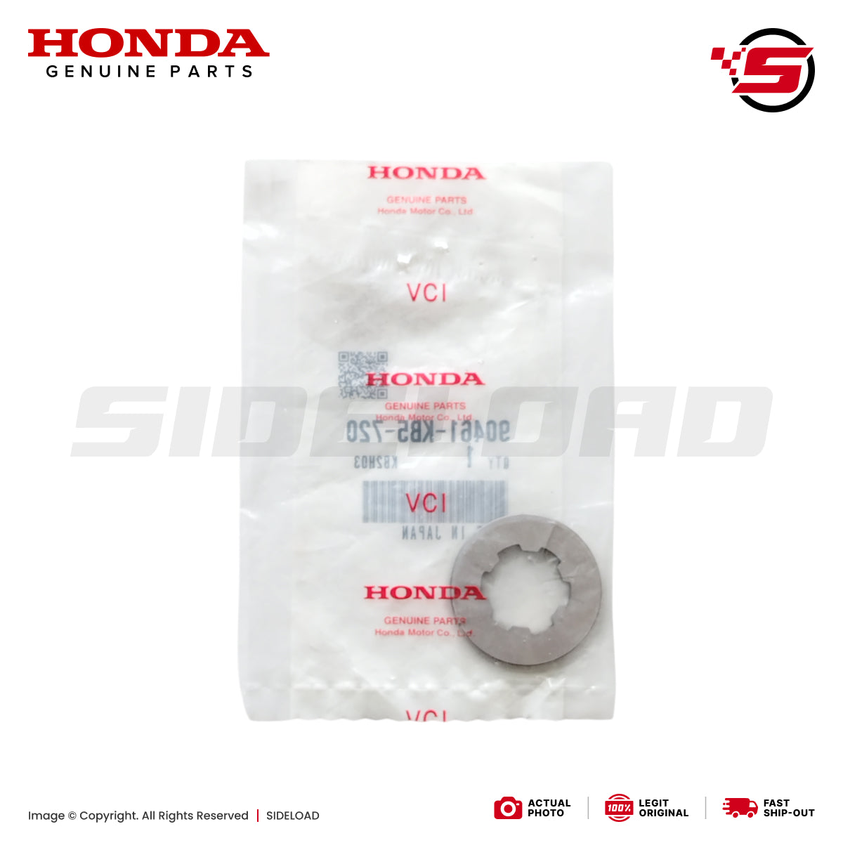 Washer, Spline, 20mm - TMX 155 125, XR200 - Honda Genuine (90461-KB5-720)