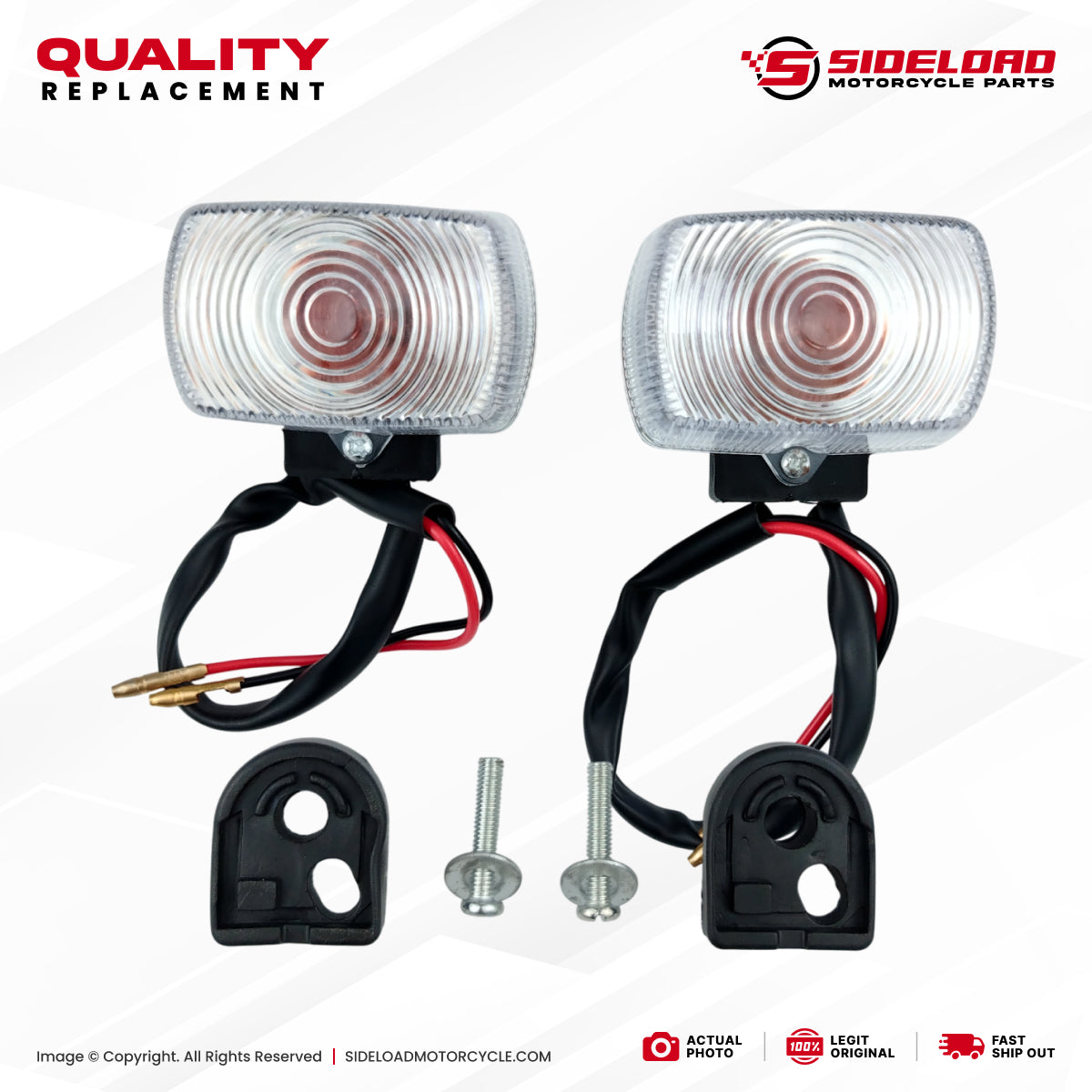 Winker Signal Light with Rubber & Screw - Clear (2 pcs.) - TMX155, TMX125 Alpha, XRM, XR200 - Quality Replacement