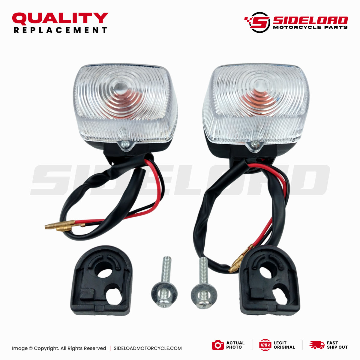 Winker Signal Light with Rubber & Screw - Clear (2 pcs.) - TMX155, TMX125 Alpha, XRM, XR200 - Quality Replacement