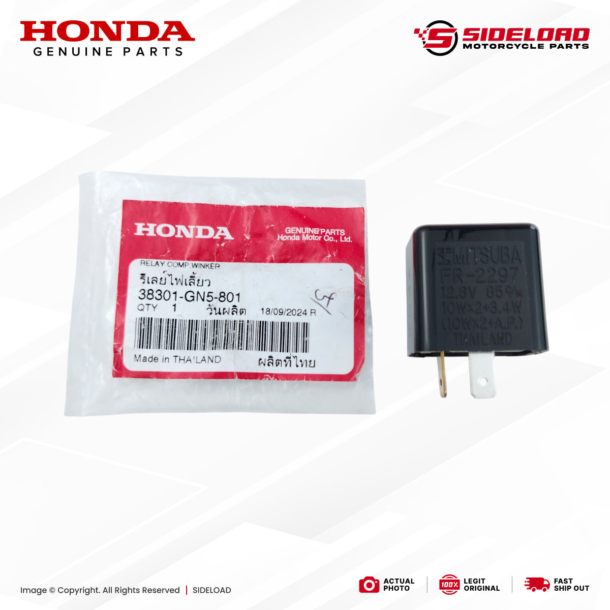 Relay, Flasher - TMX, XRM 125, RS 125, Universal - Honda Genuine (38301-GN5-801)
