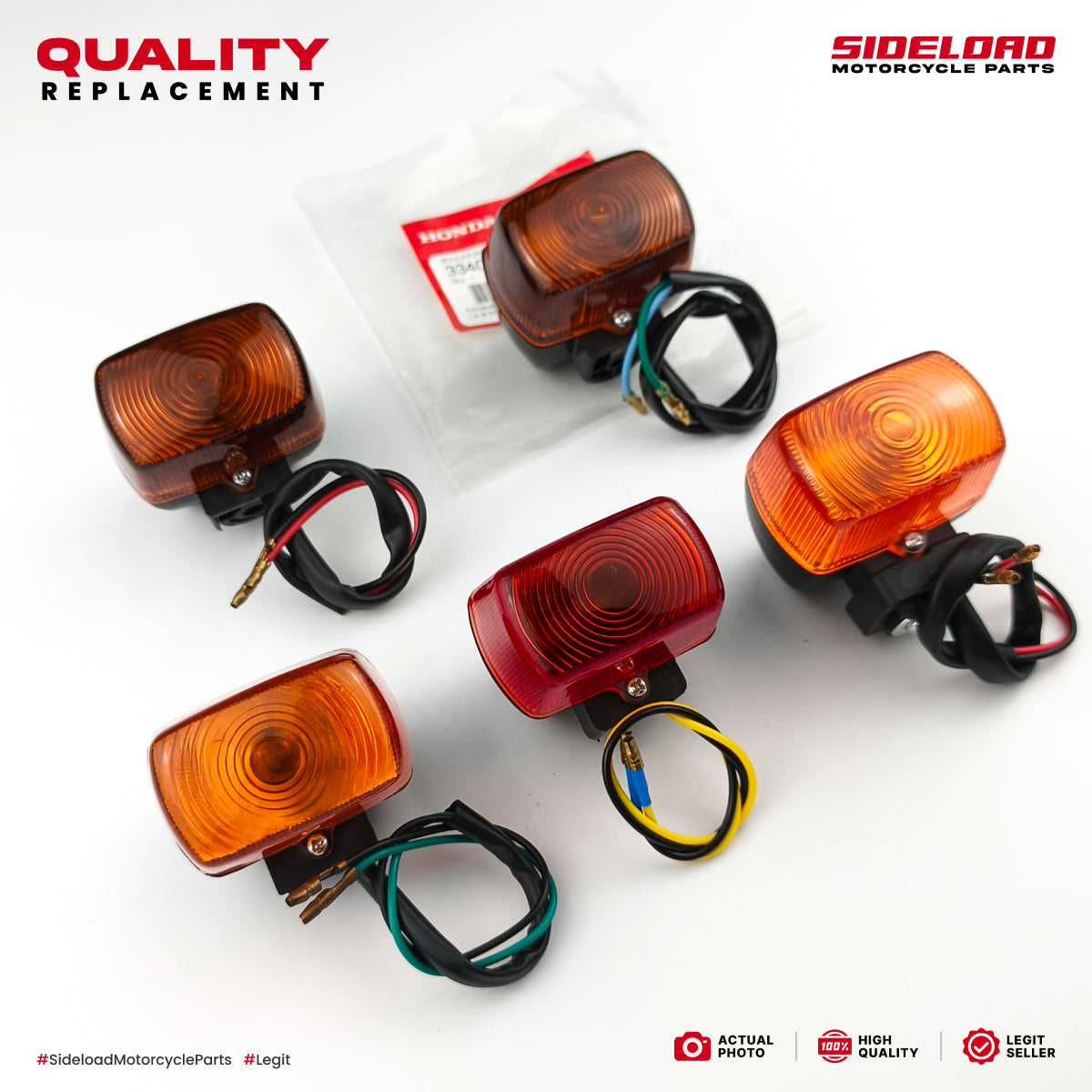Signal Light (OEM Type) - 1 Set (4 pcs.) w/ Rubber & Screw - TMX 155 125 Alpha, XRM, XR200 - Quality Replacement