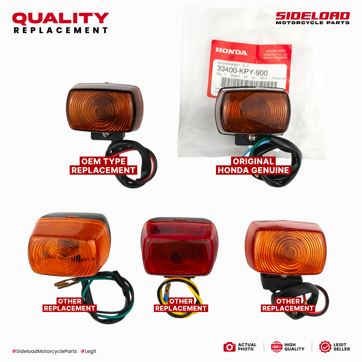 Signal Light (OEM Type) - 1 Set (4 pcs.) w/ Rubber & Screw - TMX 155 125 Alpha, XRM, XR200 - Quality Replacement