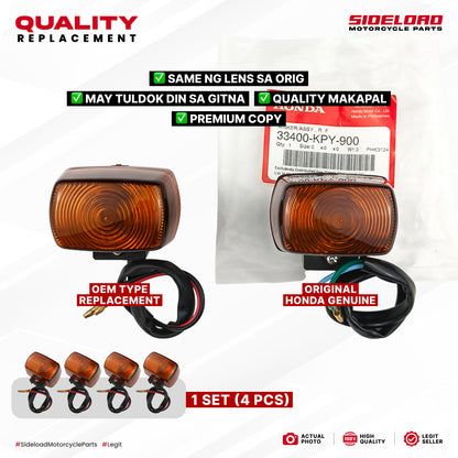 Signal Light (OEM Type) - 1 Set (4 pcs.) w/ Rubber & Screw - TMX 155 125 Alpha, XRM, XR200 - Quality Replacement