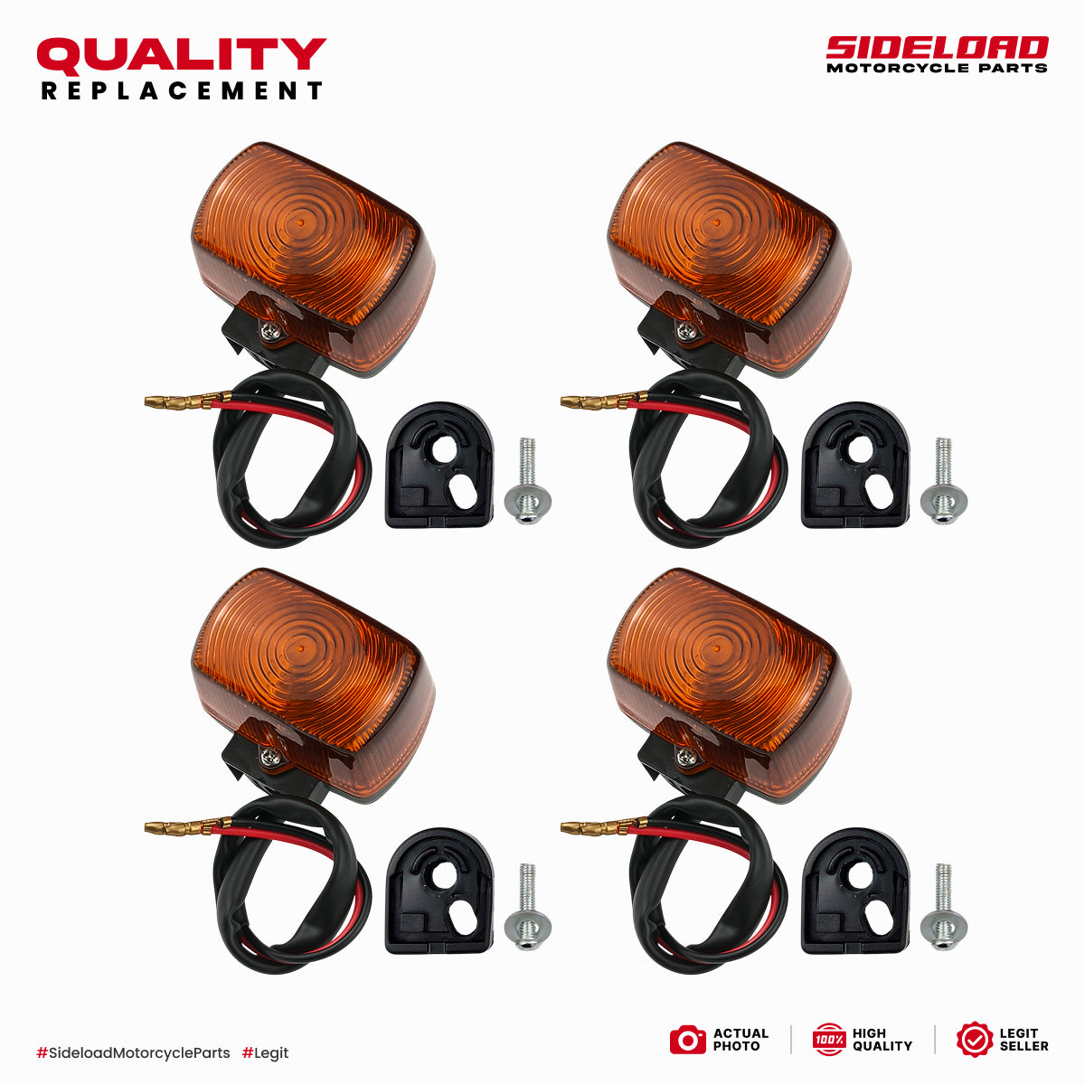 Signal Light (OEM Type) - 1 Set (4 pcs.) w/ Rubber & Screw - TMX 155 125 Alpha, XRM, XR200 - Quality Replacement