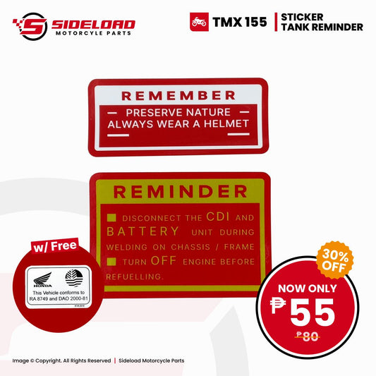 TMX 155 - Reminder / Remember Sticker - Red