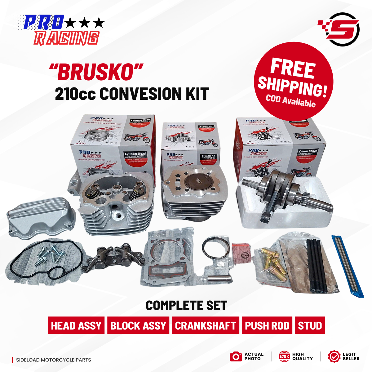 210cc Conversion Kit Brusko - TMX 155 125, Rusi, Skygo, Euro, Motoposh, etc. - Pro Racing (FREE Shipping)