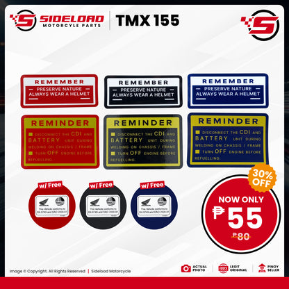 Honda TMX 155 Reminder / Remember Sticker