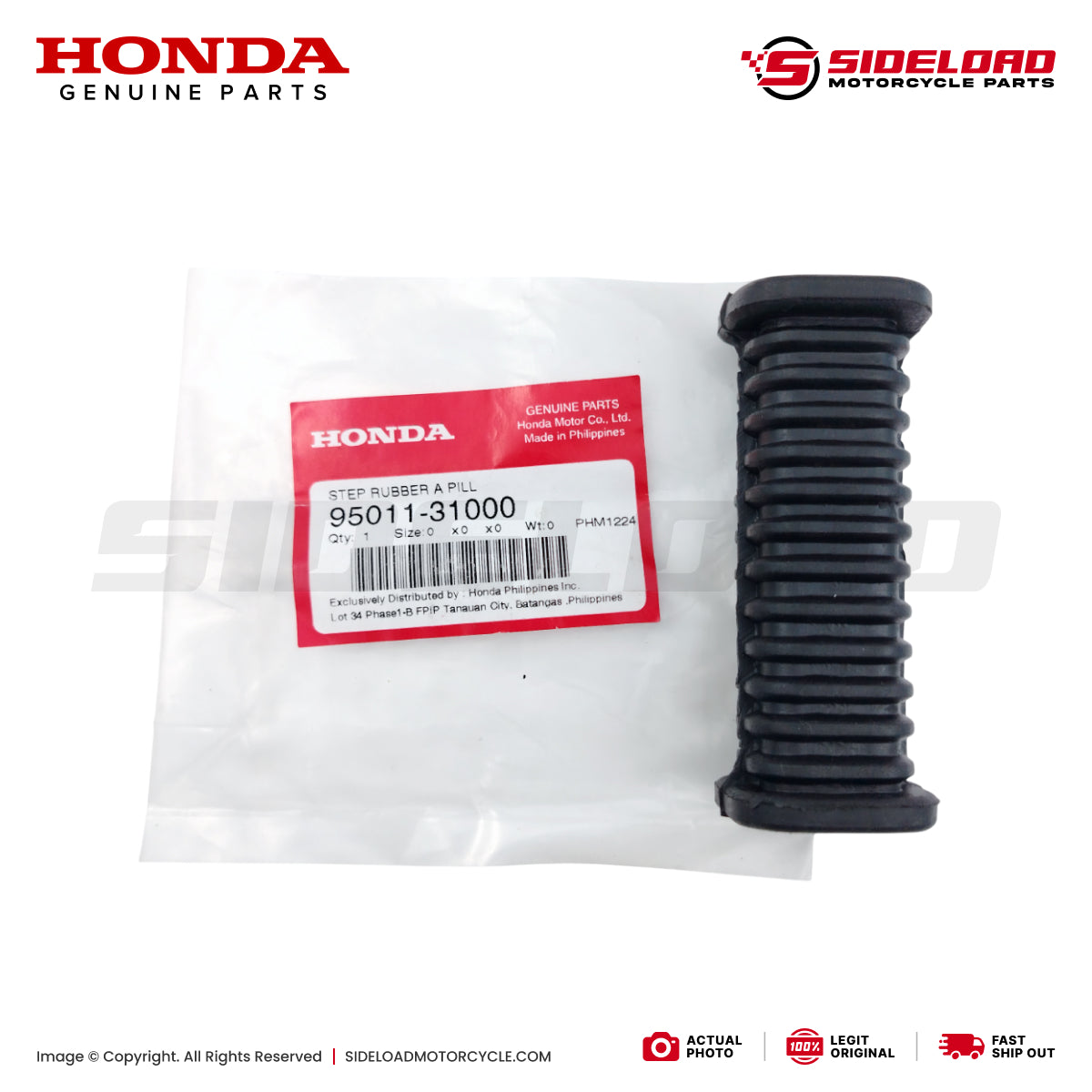 Rubber, Pillion Step - TMX 155 125 Alpha - Honda Genuine (95011-31000)