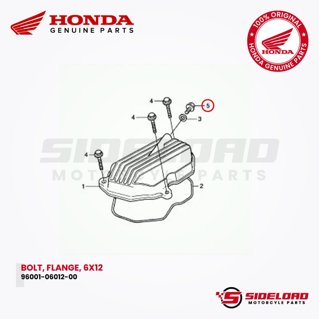 Bolt, Flange, 6x12 (Cylinder Head Cover) - TMX 155 / 125 Alpha - Honda Genuine (96001-06012-00)