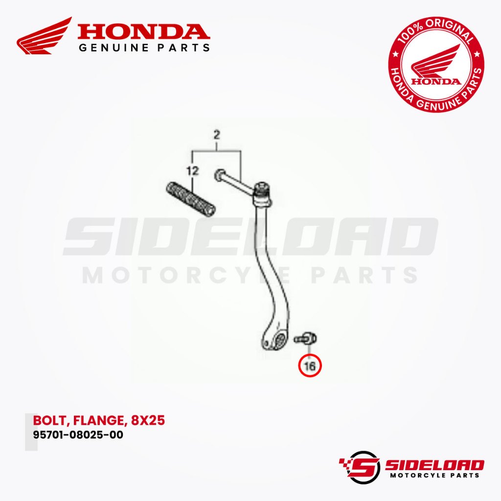 Bolt, Flange, 8x25 (Kick Starter Arm / Headlight Case) - TMX 155 - Honda Genuine (95701-08025-00)