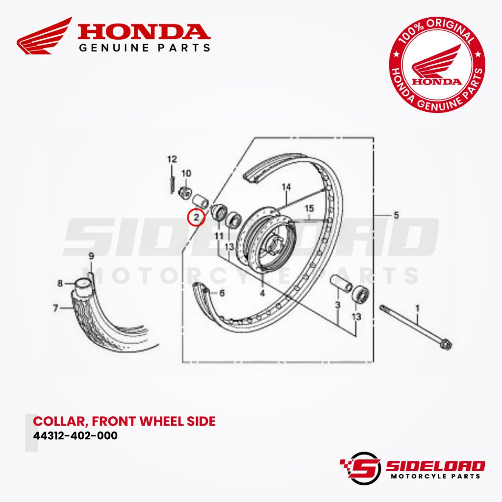 Collar, Front Wheel Side - TMX 155 - Honda Genuine (44312-402-000)