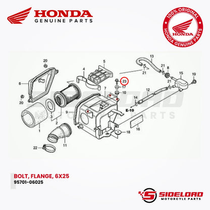 Bolt, Flange, 6x25 (Air Cleaner Case / Push Plug) - TMX 155 - Honda Genuine (95701-06025-00)