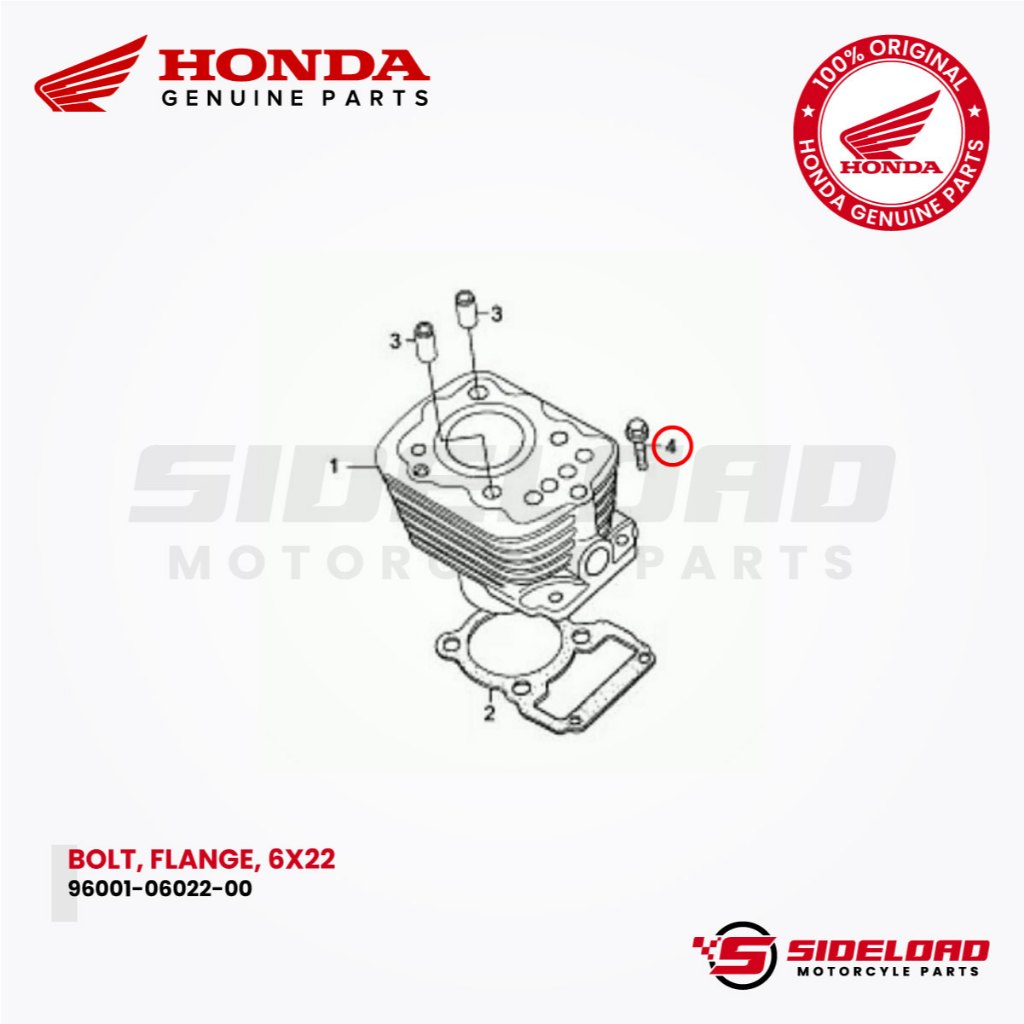 Bolt, Flange, 6x22 (Intake Manifold / Block) - TMX 155 / 125 Alpha - Honda Genuine (96001-06022-00)