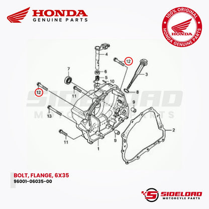 Bolt, Flange, 6x35 (Right Crankcase Cover) - TMX 155 - Honda Genuine (96001-06035-00)