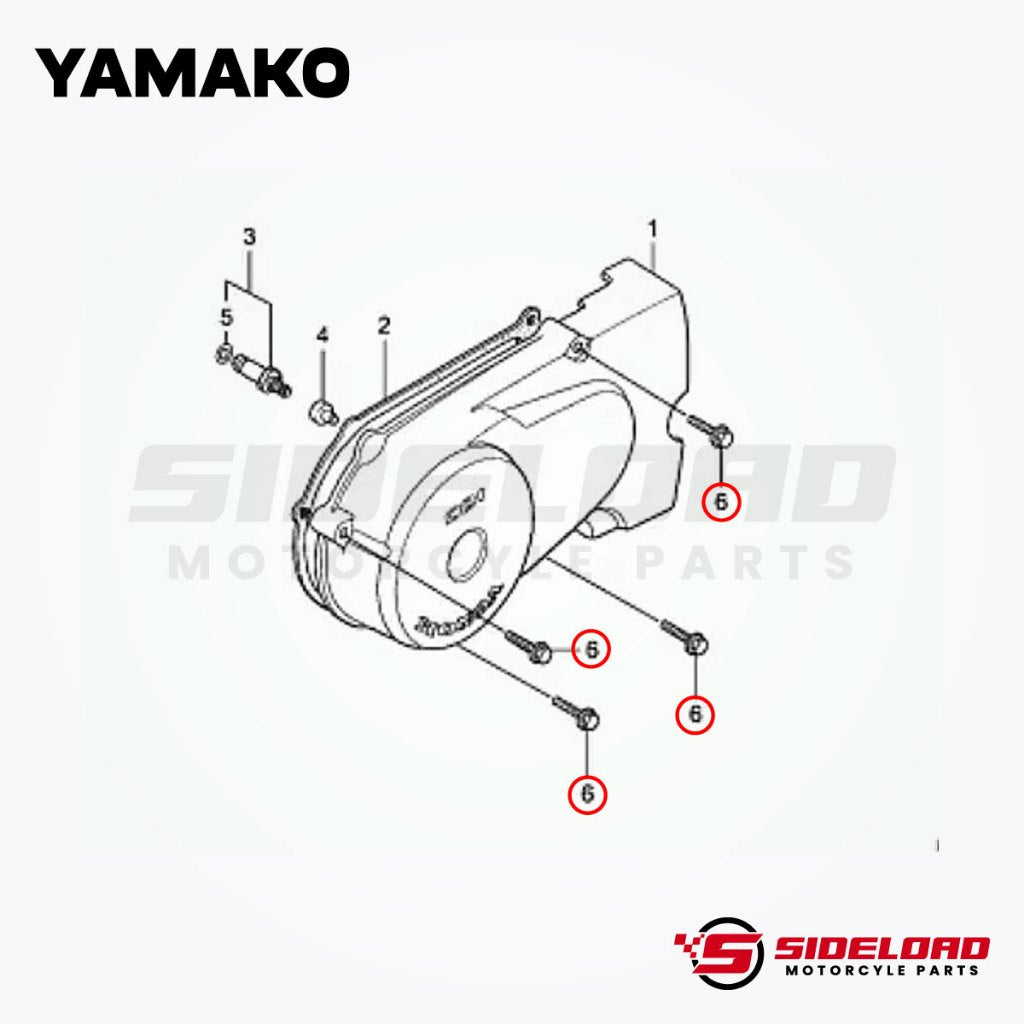 Left Engine Crankcase Cover Bolts Set (4 pcs.) - TMX 155 - Yamako