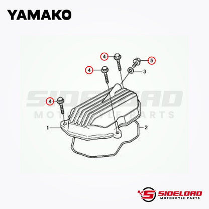 Engine Cylinder Head Cover Bolts Set (4 pcs.) - TMX 155 - Yamako