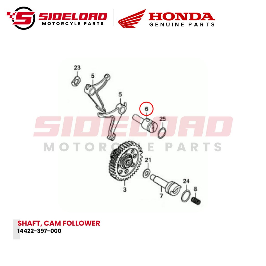 Shaft, Cam Follower - TMX 155 - Honda Genuine (14422-397-000)