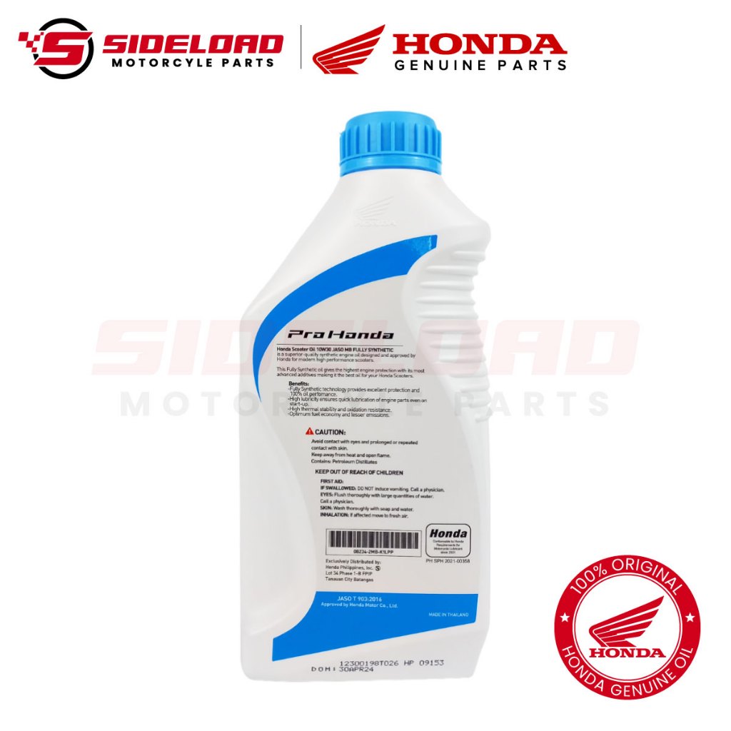 Engine Oil 4T SL 10W30 MB Fully Synthetic (Scooter Oil) - Blue (1L) - Honda Genuine