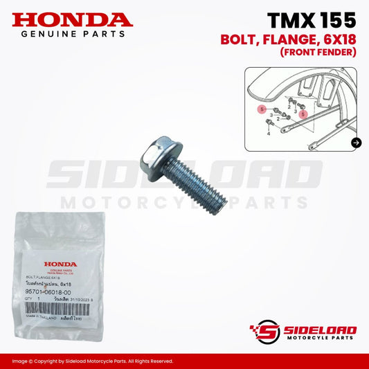 Bolt, Flange, 6x18 (Front Fender) - TMX 155 - Honda Genuine (95701-06018-00)