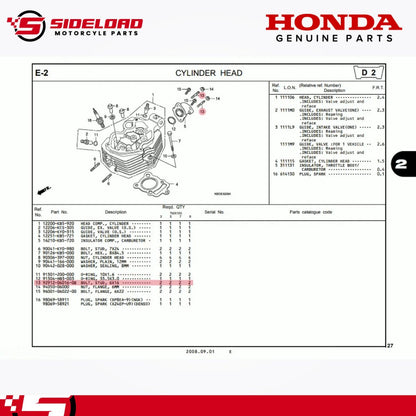 Bolt, Stud, 6x16 - (Intake Manifold) - TMX 155 - Honda Genuine (92912-06016-0B)