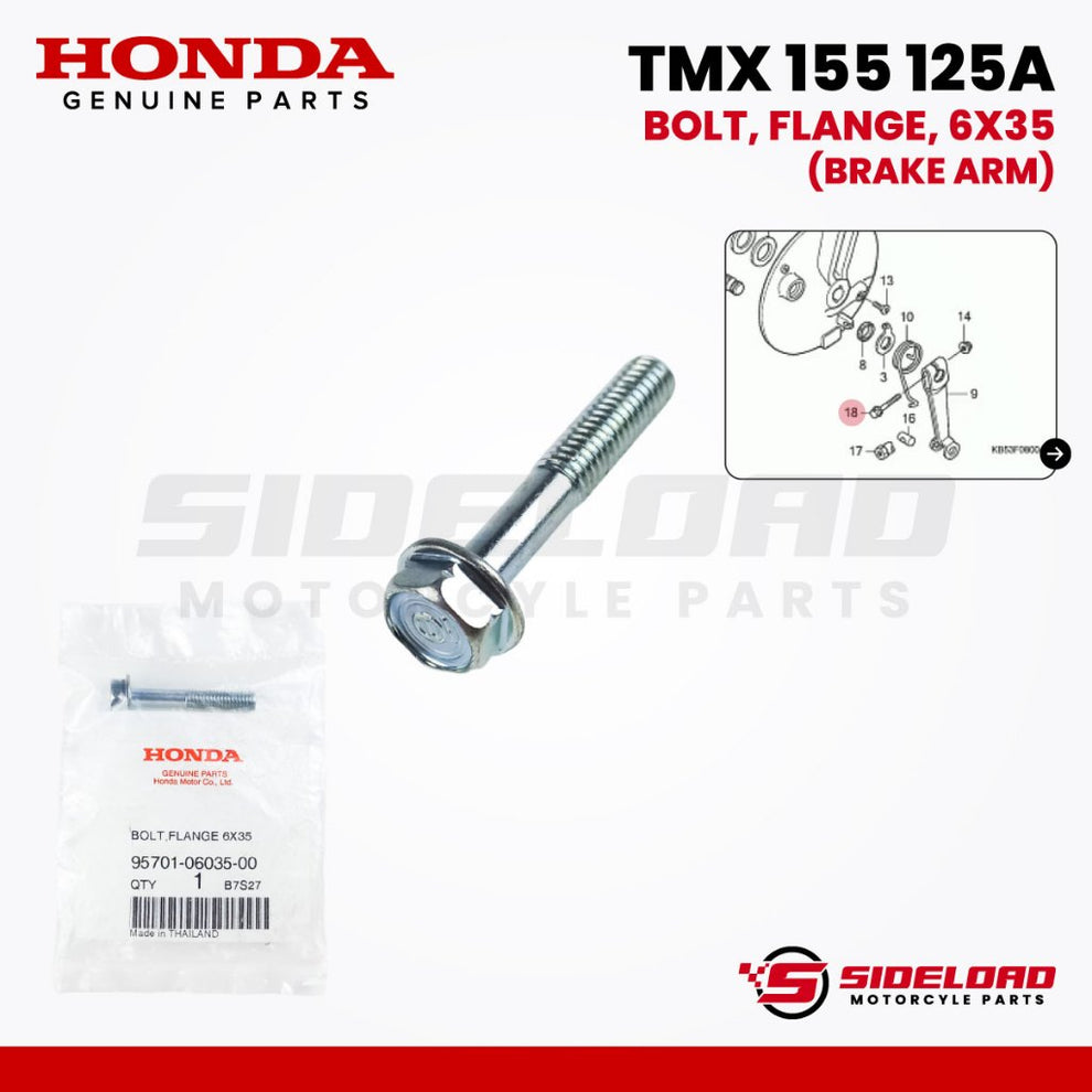 Bolt, Flange, 6x35 (Brake Arm) - TMX 155 / 125 Alpha - Honda Genuine ...