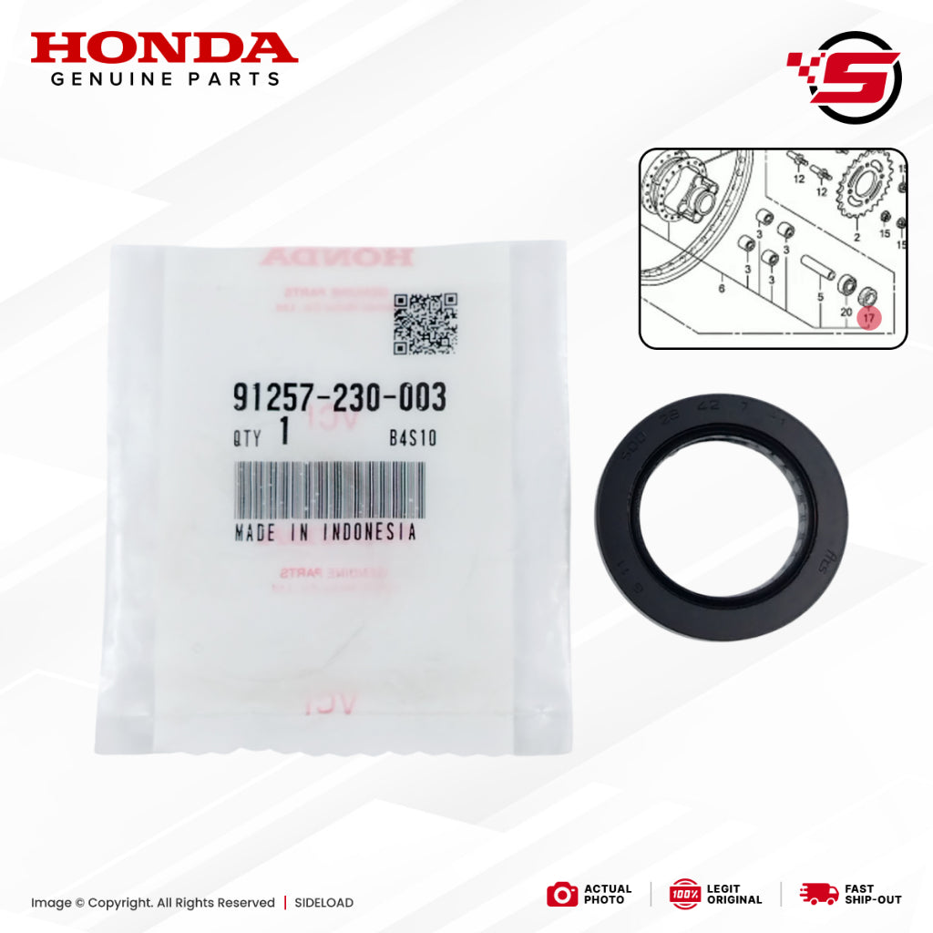 Oil Seal, 28X42X7 (Rear Wheel) - TMX 155 125 Alpha - Honda Genuine (91257-230-003)