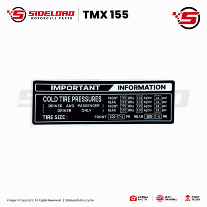 Honda TMX 155 Important Information Sticker / Chain Cover Sticker