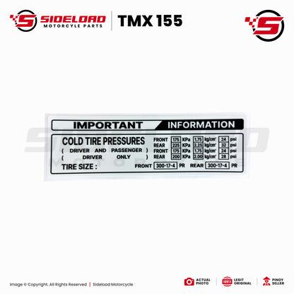 Honda TMX 155 Important Information Sticker / Chain Cover Sticker