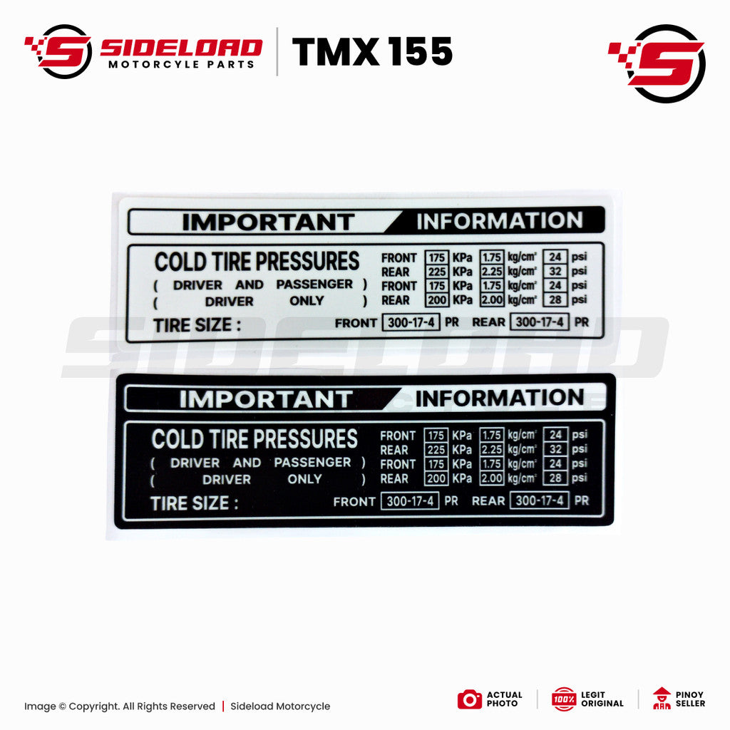 Honda TMX 155 Important Information Sticker / Chain Cover Sticker ...