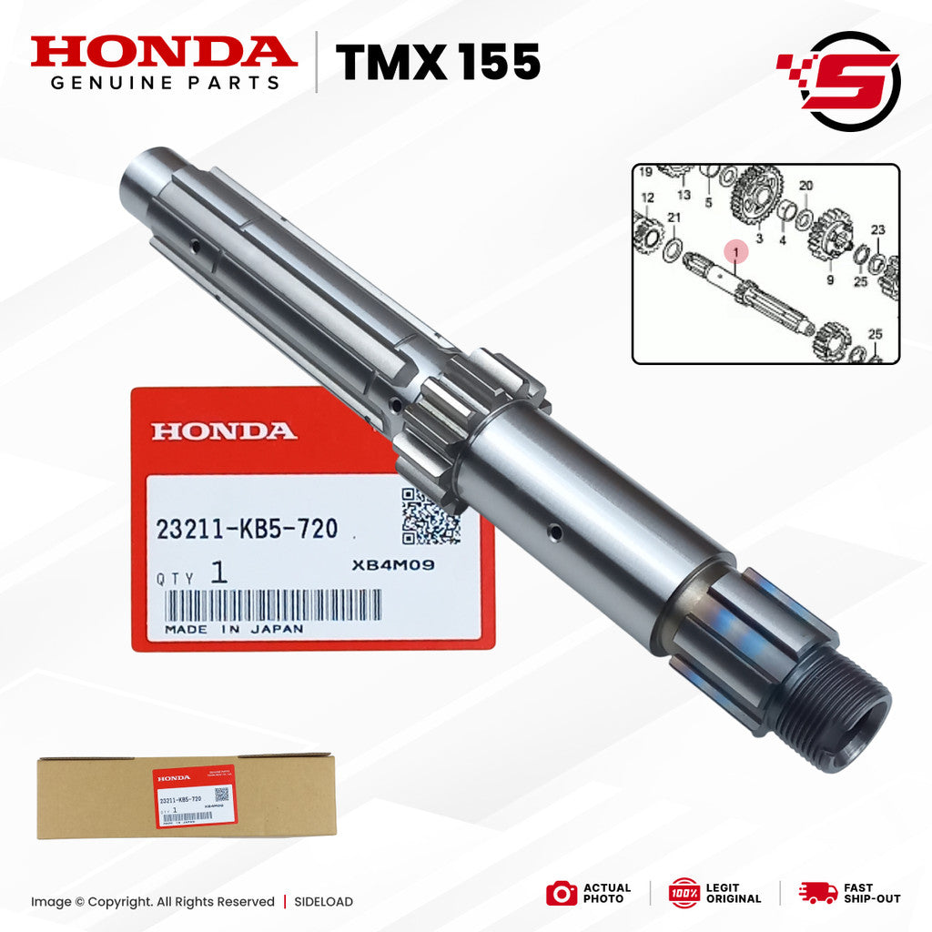 Mainshaft, Transmission (13T) - TMX 155 - Honda Genuine (23211-KB5-720)