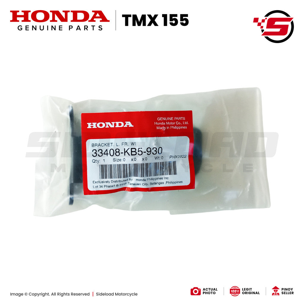 TMX 155 - Bracket, Winker - Front, Left - Honda Genuine (33408-KB5-930)