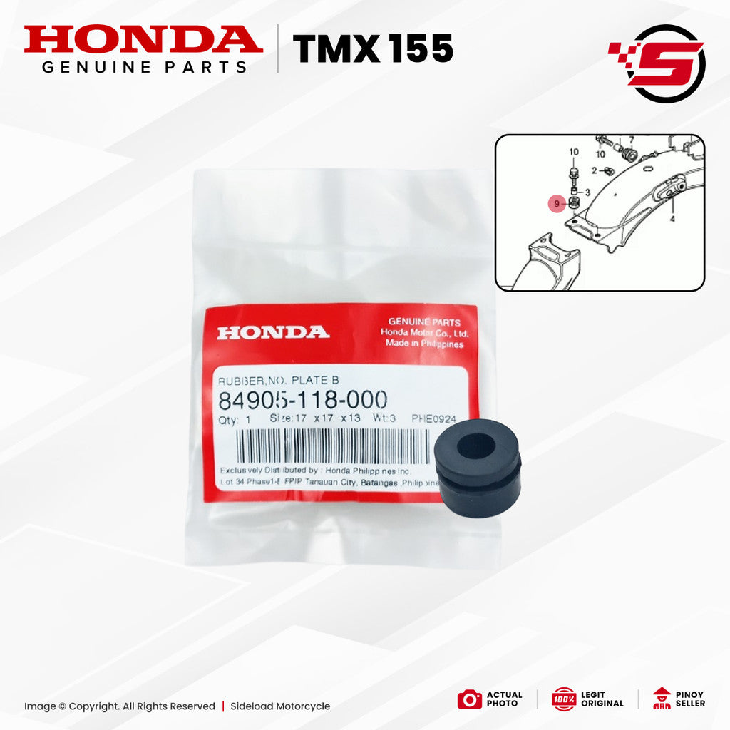 Rubber, Number Plate Bracket Cushion - TMX 155 - Honda Genuine (84905-118-000)