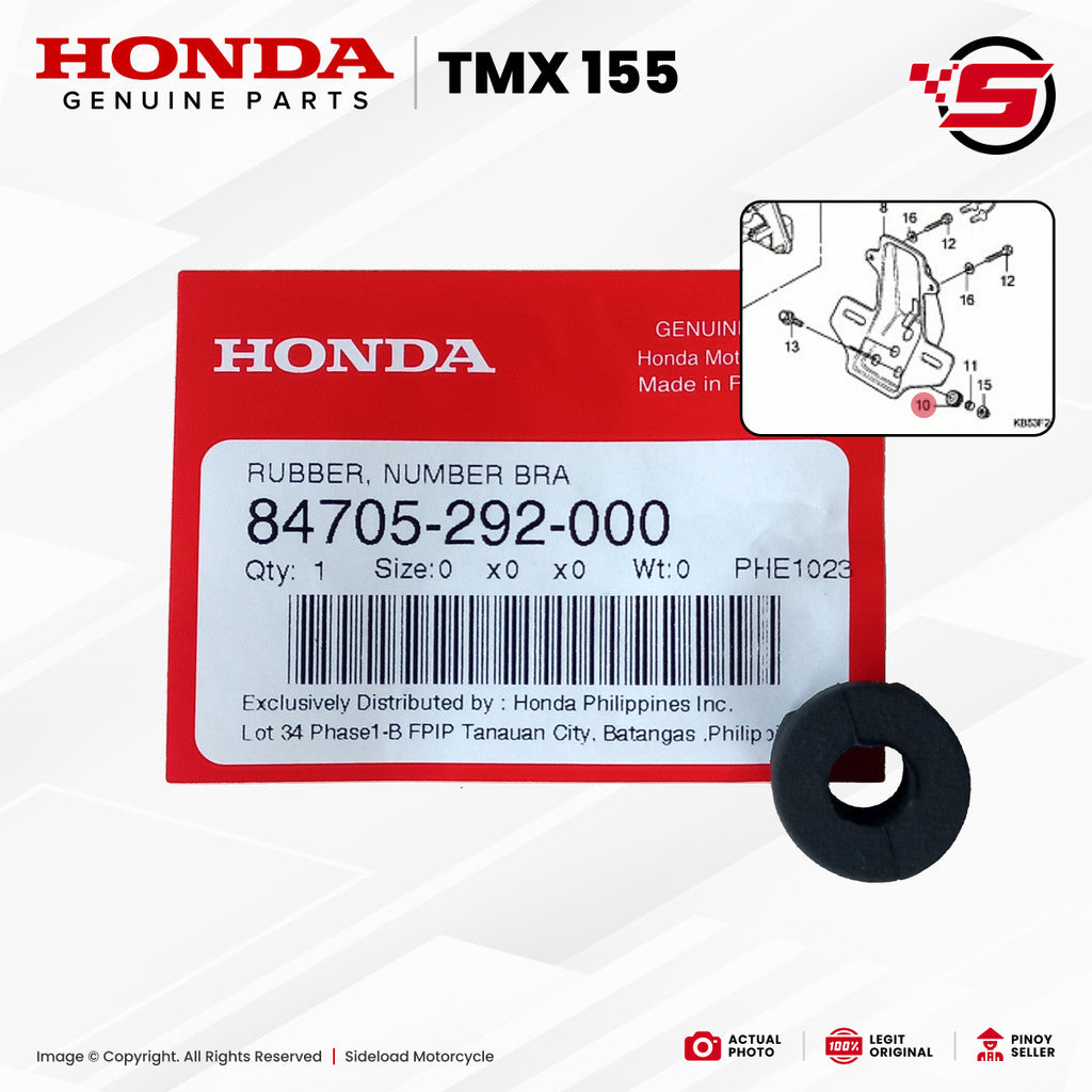 Rubber, Number Bracket Cushion - TMX 155 125 Alpha - Honda Genuine (84705-292-000)