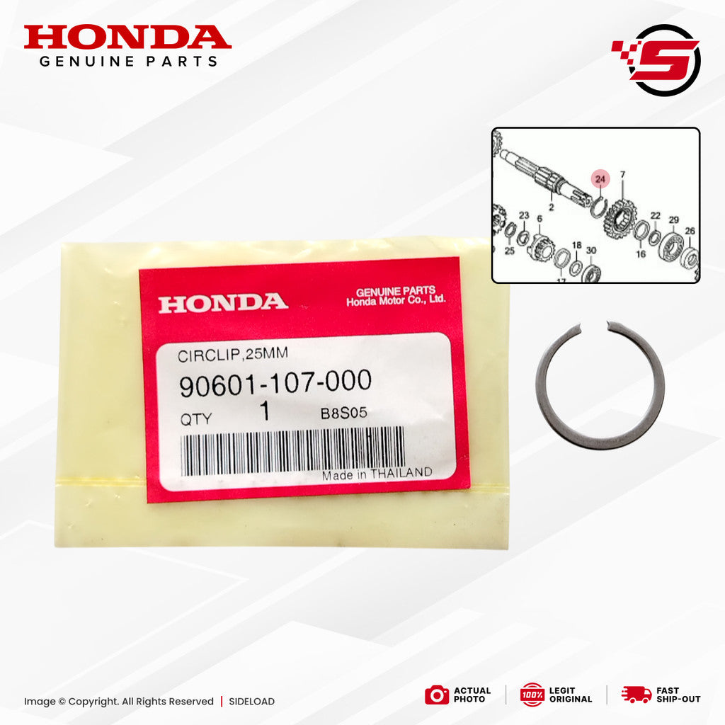 Circlip, 25mm (Countershaft) - TMX 155, Universal - Honda Genuine (90601-107-000)