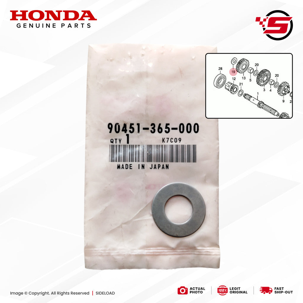Washer, Thrust, 15mm (Countershaft) - TMX 155, XR200, Universal - Honda Genuine (90451-365-000)