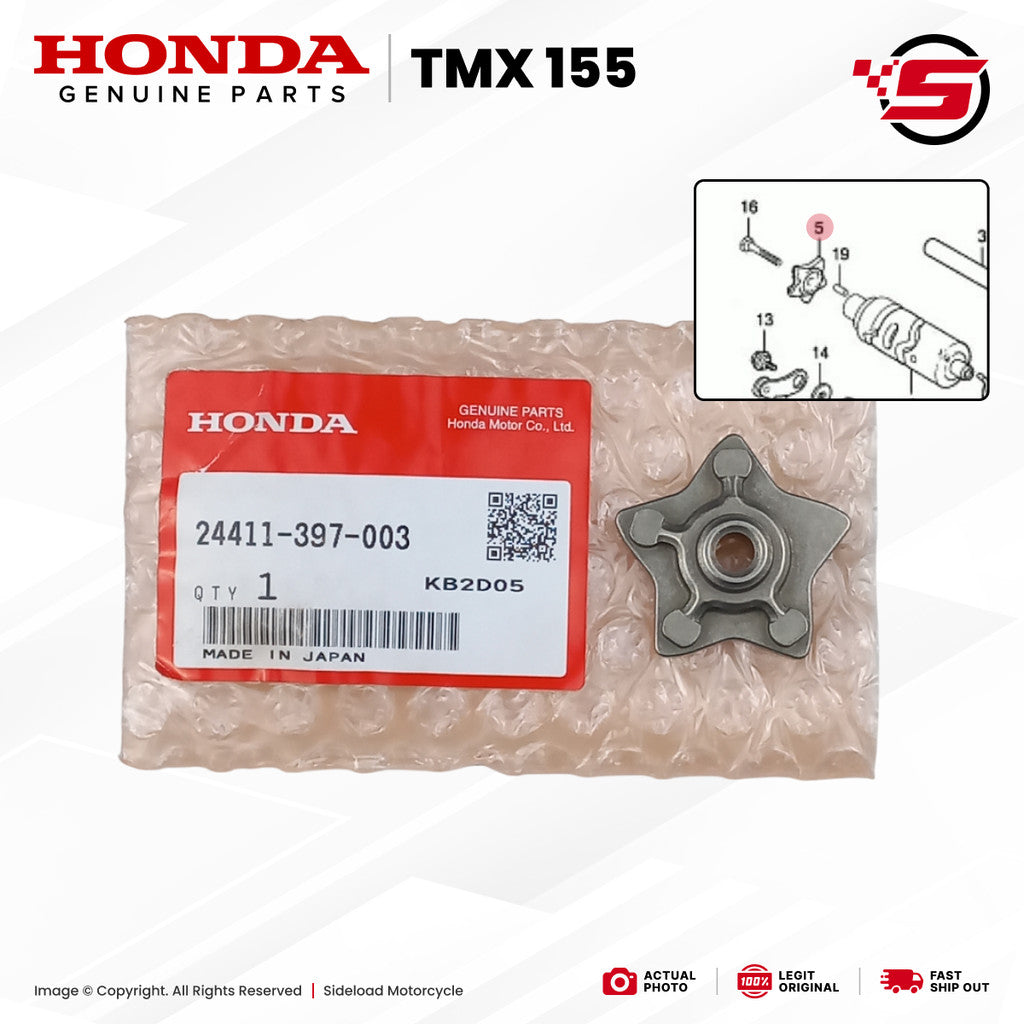 Cam, Gearshift (Hitachi) - TMX 155 125, TMS 125, SR125 - Honda Genuine (24411-397-003)