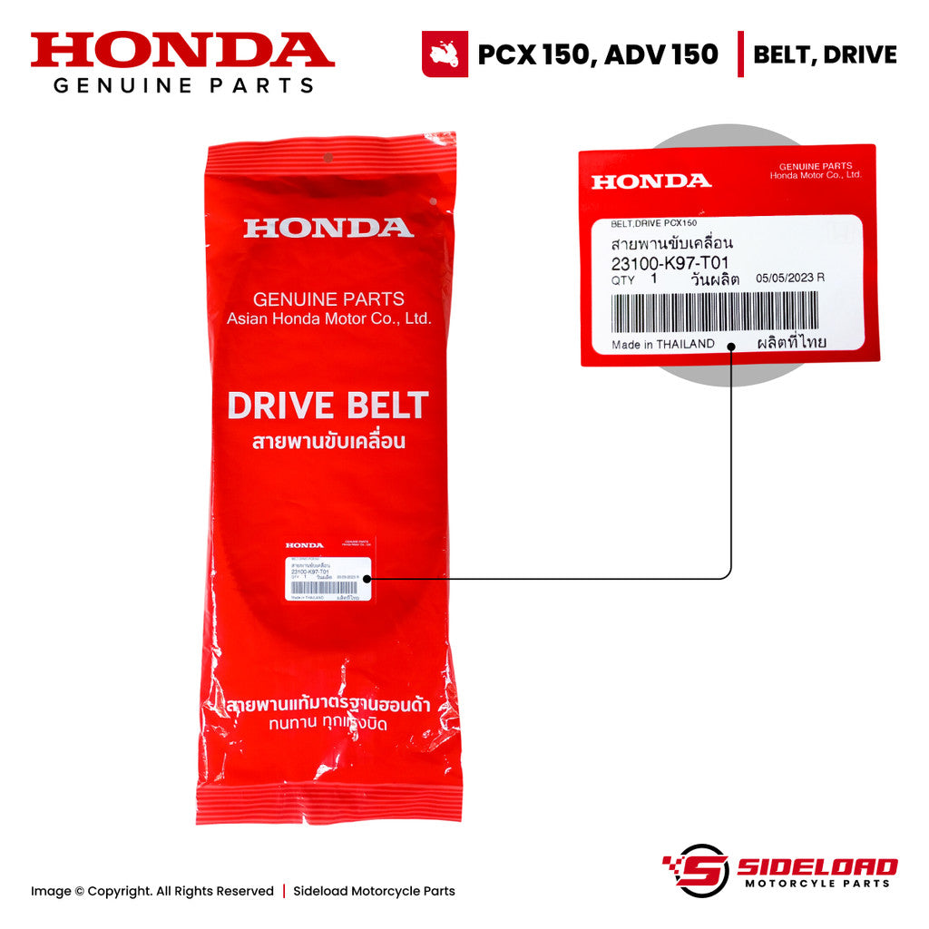 Belt, Drive - PCX 150 - Honda Genuine (23100-K97-T01)