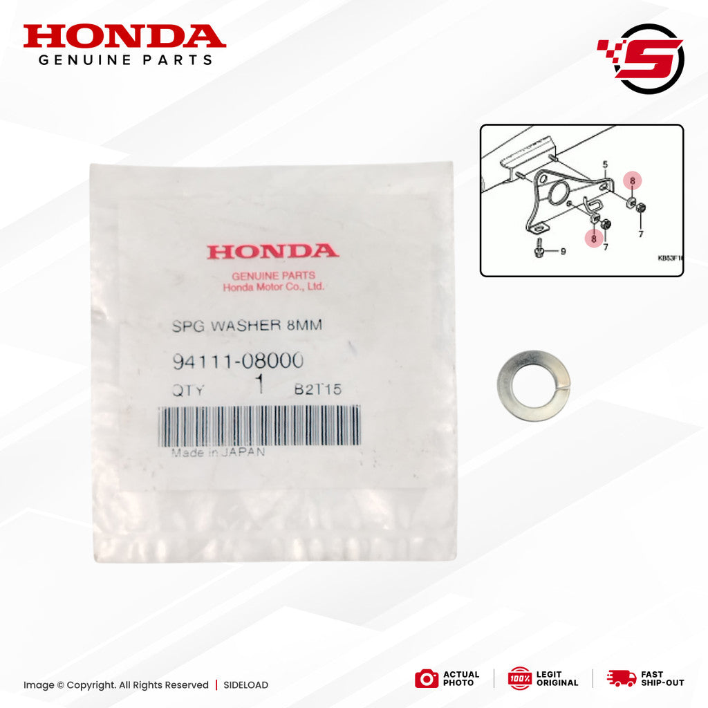 Washer, Spring, 8mm (Bracket, Muffler) - TMX 155 125, Universal - Honda Genuine (94111-08000)